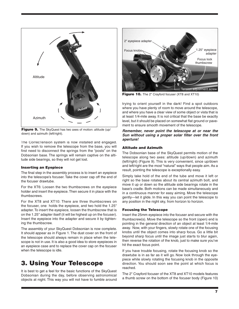 Using your telescope | Orion SKYQUEST XT10 CLASSIC User Manual | Page 7 / 18