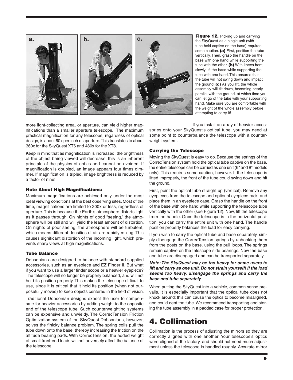 Collimation | Orion SKYQUEST XT10 CLASSIC User Manual | Page 9 / 18