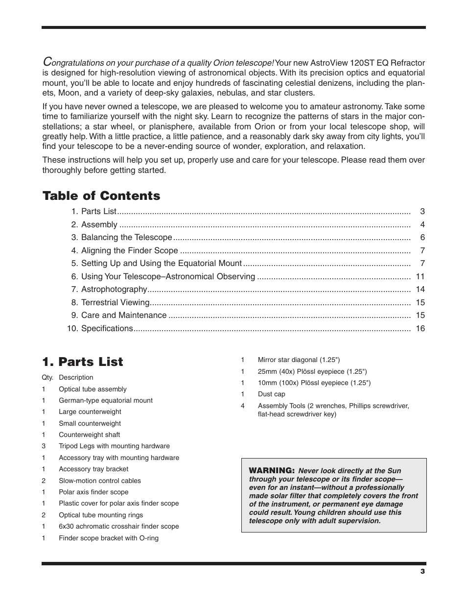 Orion AstroView 9005 User Manual | Page 3 / 16