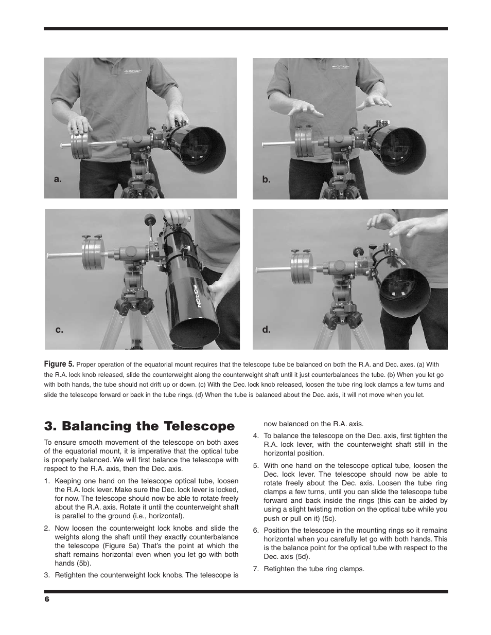 Balancing the telescope | Orion AstroView 9005 User Manual | Page 6 / 16