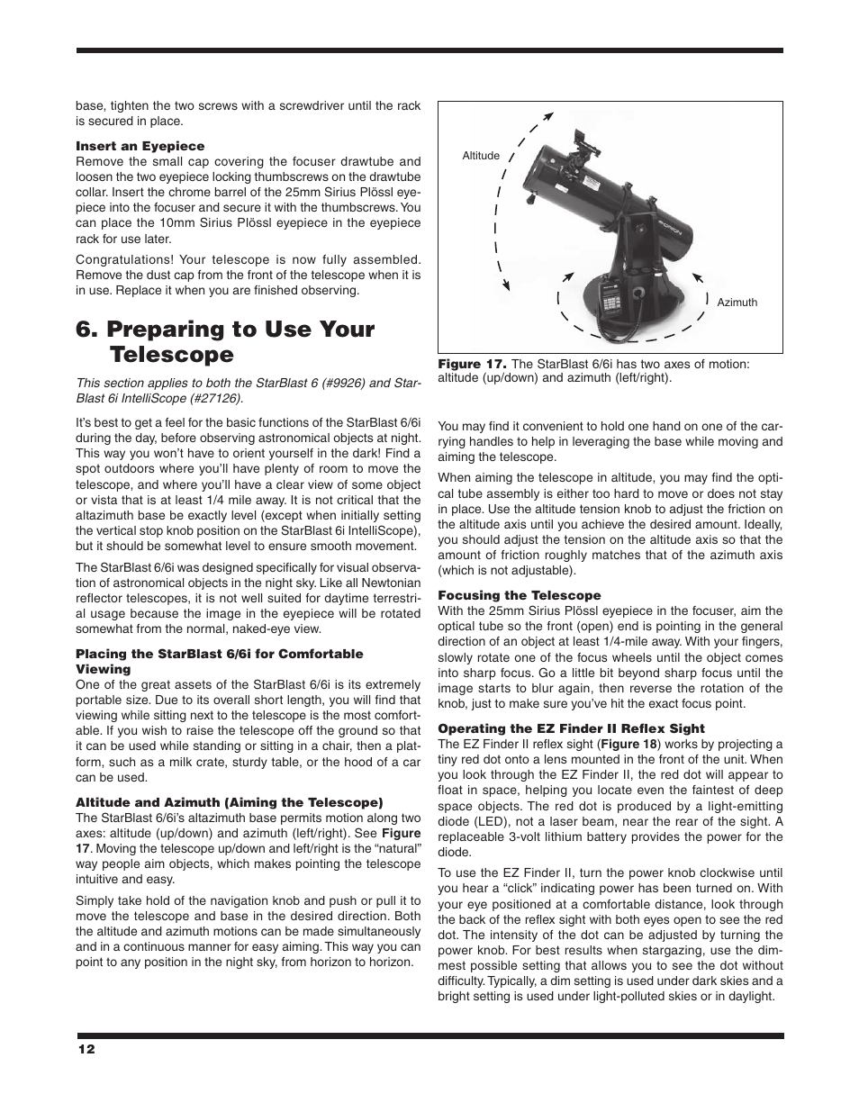 Preparing to use your telescope | Orion STARBLAST 6/6I User Manual | Page 12 / 64