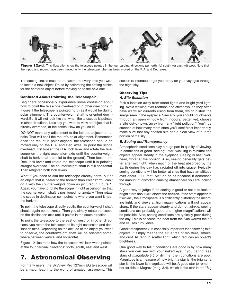 Astronomical observing | Orion SKYVIEW 9877 User Manual | Page 11 / 16