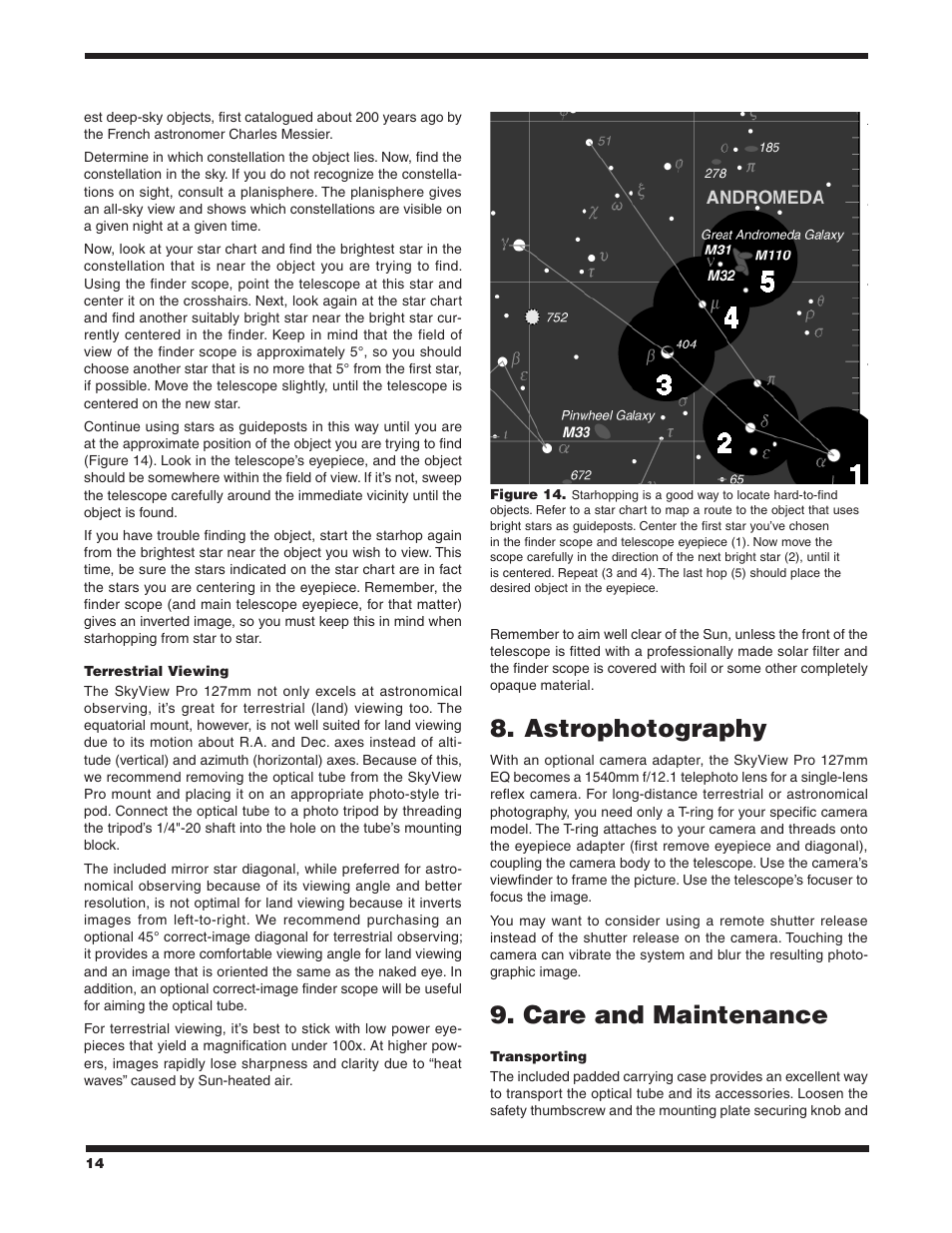 Astrophotography, Care and maintenance | Orion SKYVIEW 9877 User Manual | Page 14 / 16