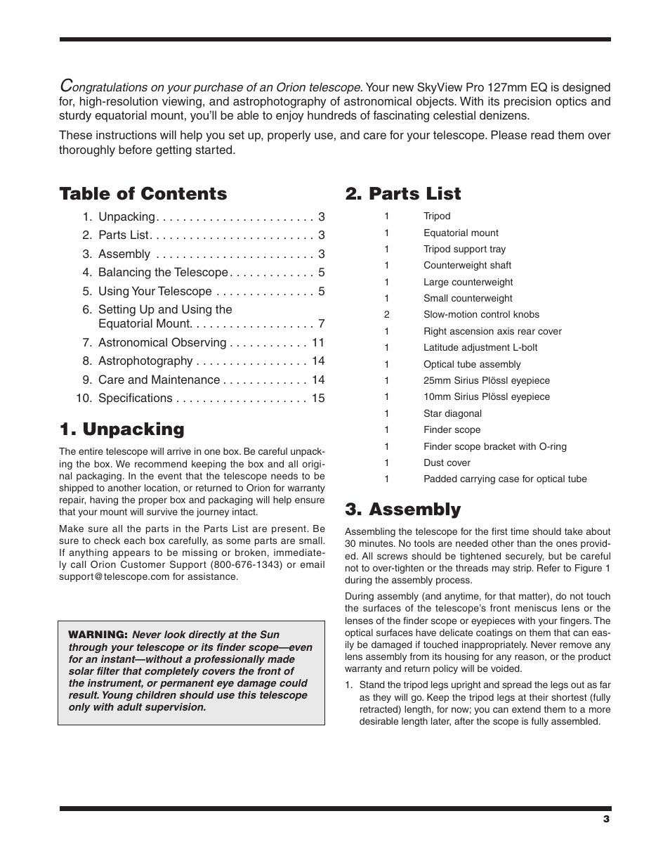 Orion SKYVIEW 9877 User Manual | Page 3 / 16