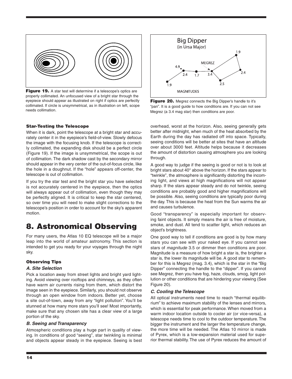 Astronomical observing | Orion ATLAS 10 EQ 9874 User Manual | Page 14 / 20