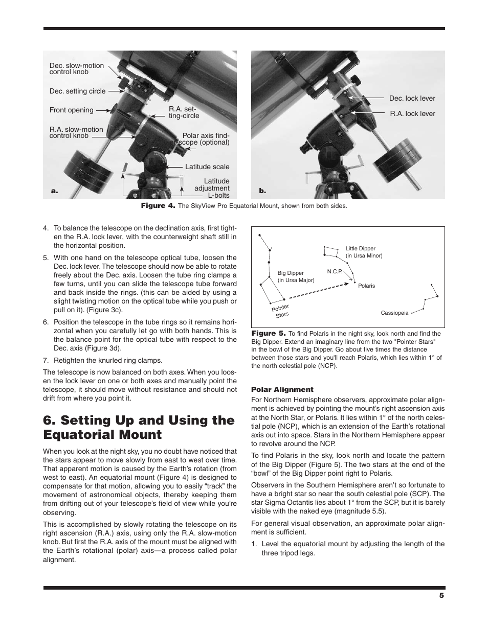 Setting up and using the equatorial mount | Orion SKYVIEW PRO 9829 User Manual | Page 5 / 10