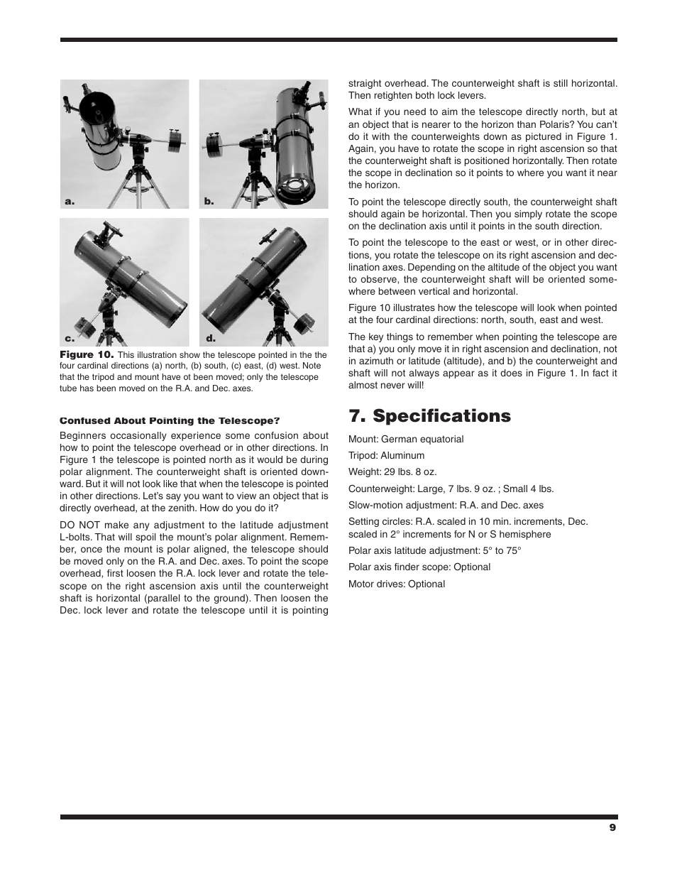 Specifications | Orion SKYVIEW PRO 9829 User Manual | Page 9 / 10