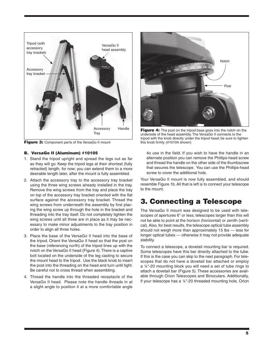 Connecting a telescope | Orion VERSAGO #10105 User Manual | Page 5 / 8