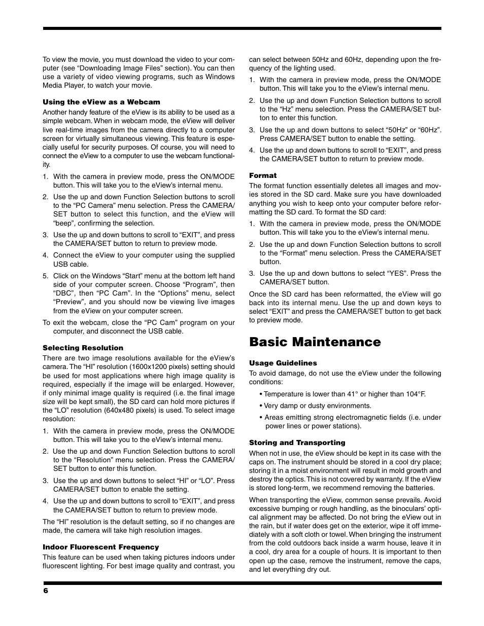 Basic maintenance | Orion eViewTM 8x32 LCD User Manual | Page 6 / 8