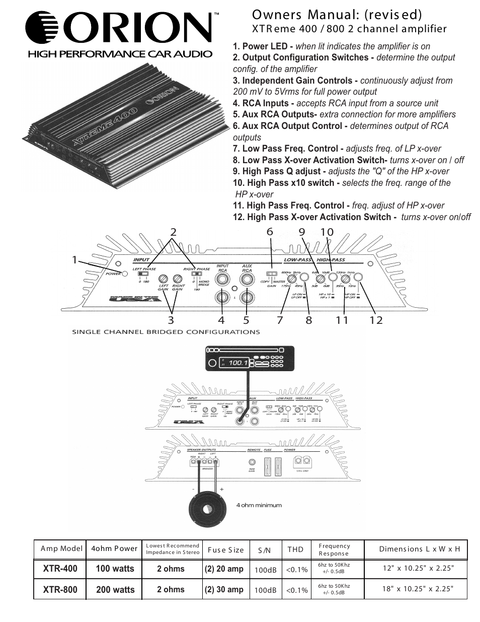 Orion XTReme 400 User Manual | 1 page