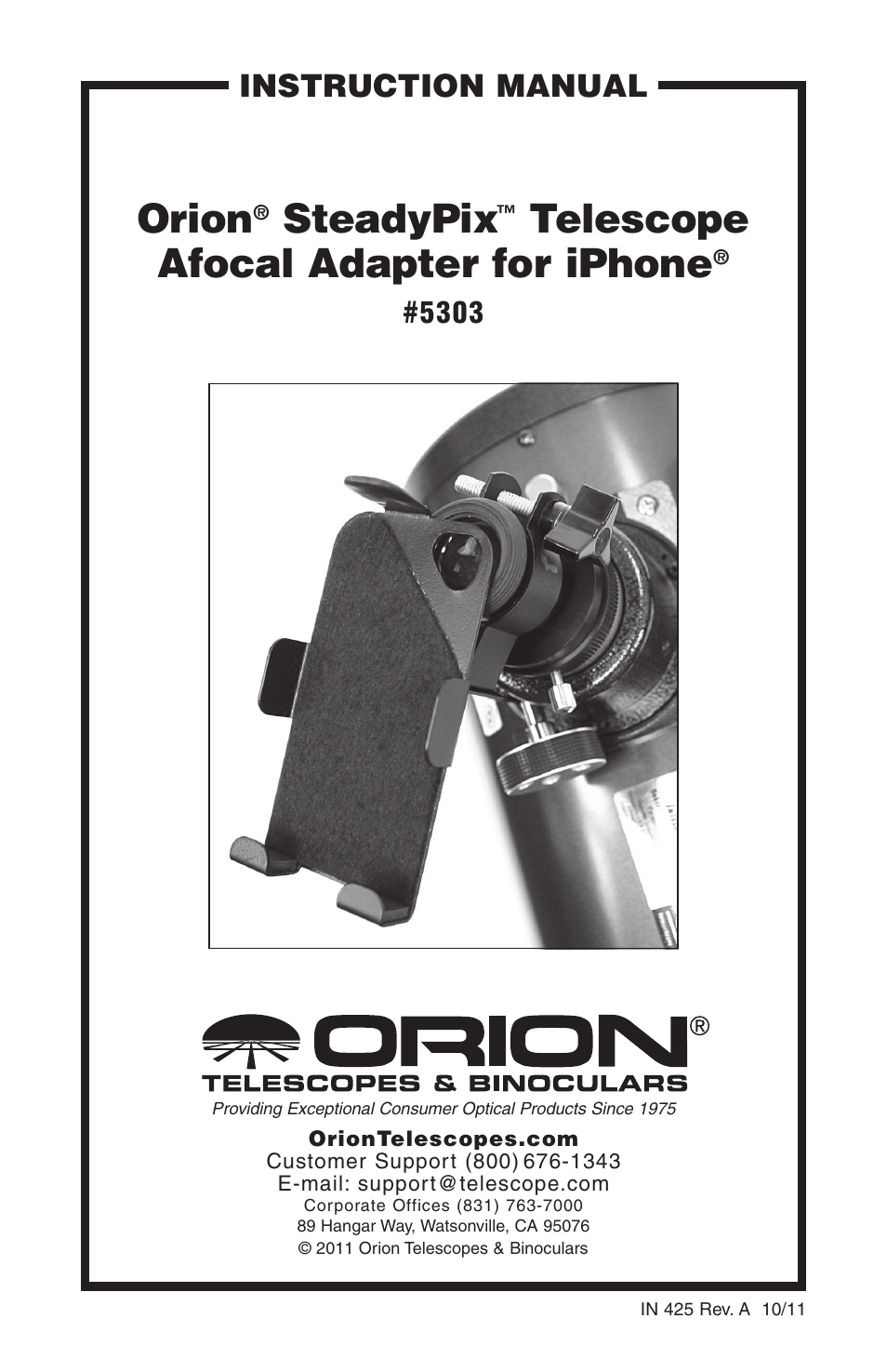 Orion STEADYPIX 5303 User Manual | 6 pages