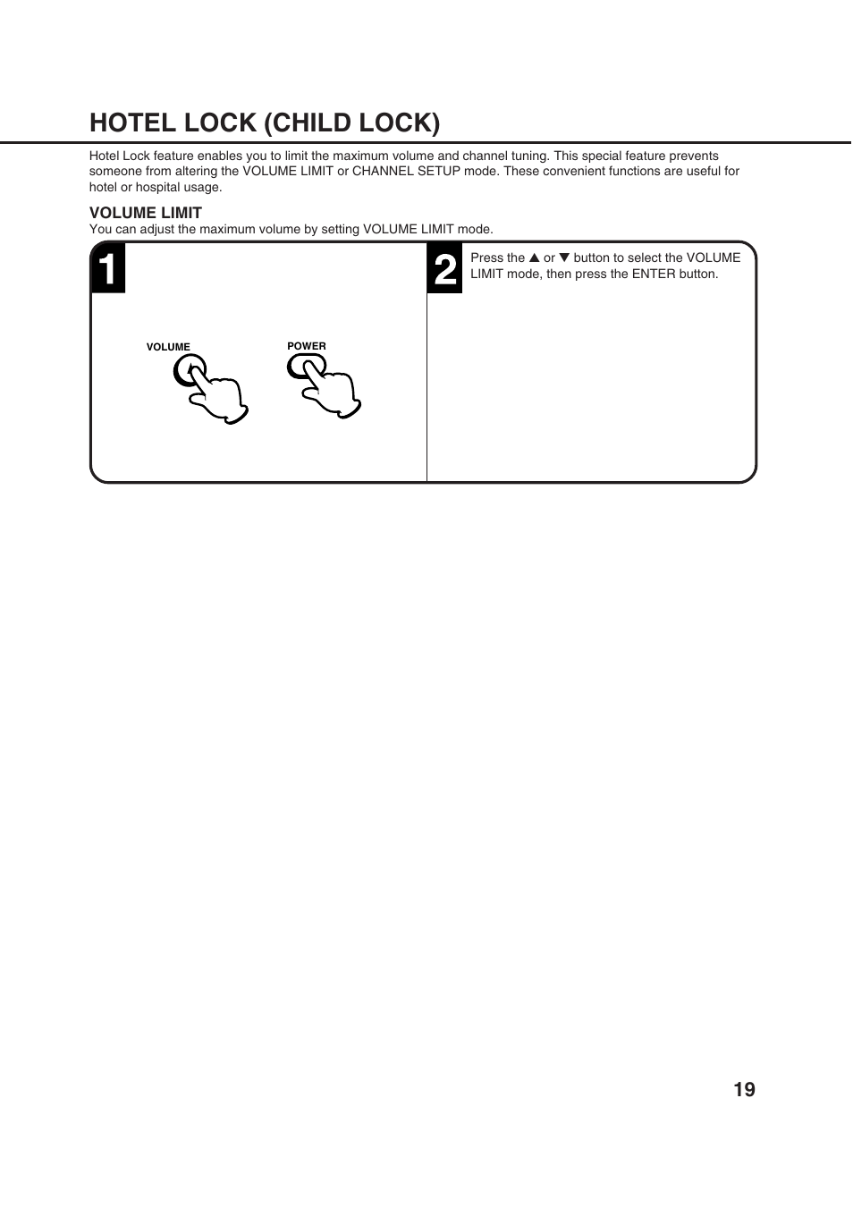 Hotel lock (child lock) | Orion 20VROT User Manual | Page 21 / 44