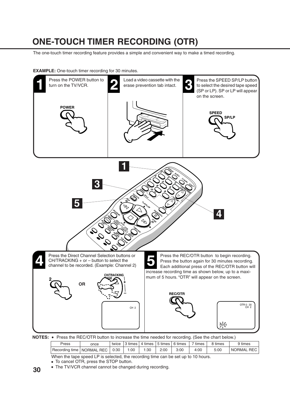 One-touch timer recording (otr) | Orion 20VROT User Manual | Page 32 / 44