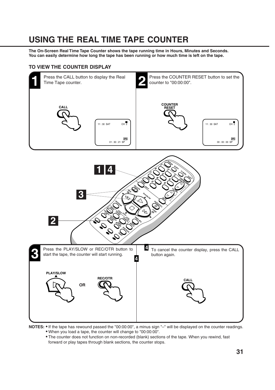 Using the real time tape counter | Orion 20VROT User Manual | Page 33 / 44