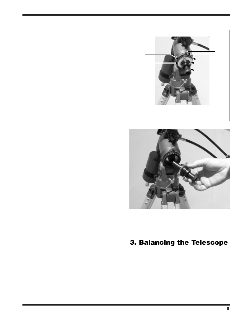 Balancing the telescope | Orion 120 EQ User Manual | Page 5 / 16