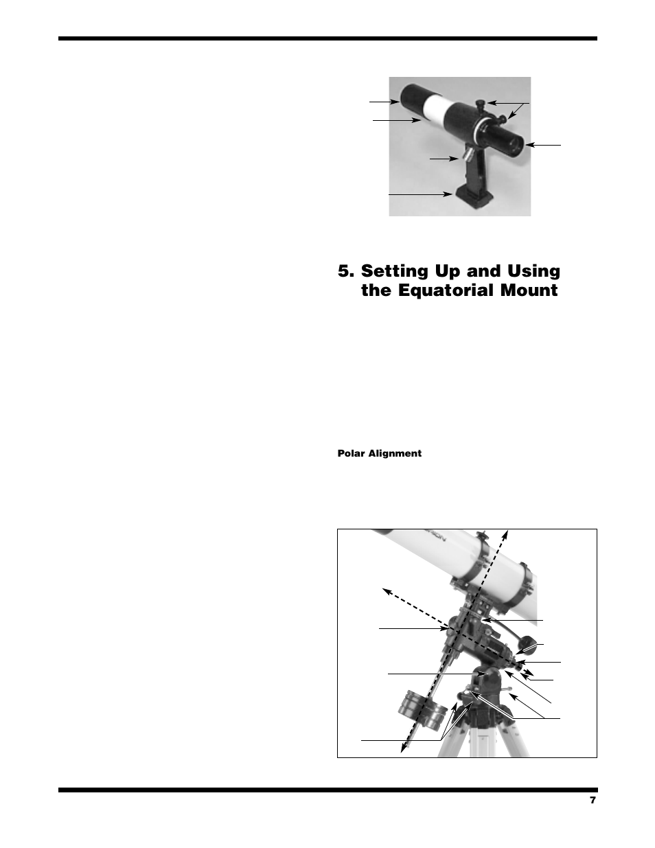 Setting up and using the equatorial mount | Orion 120 EQ User Manual | Page 7 / 16