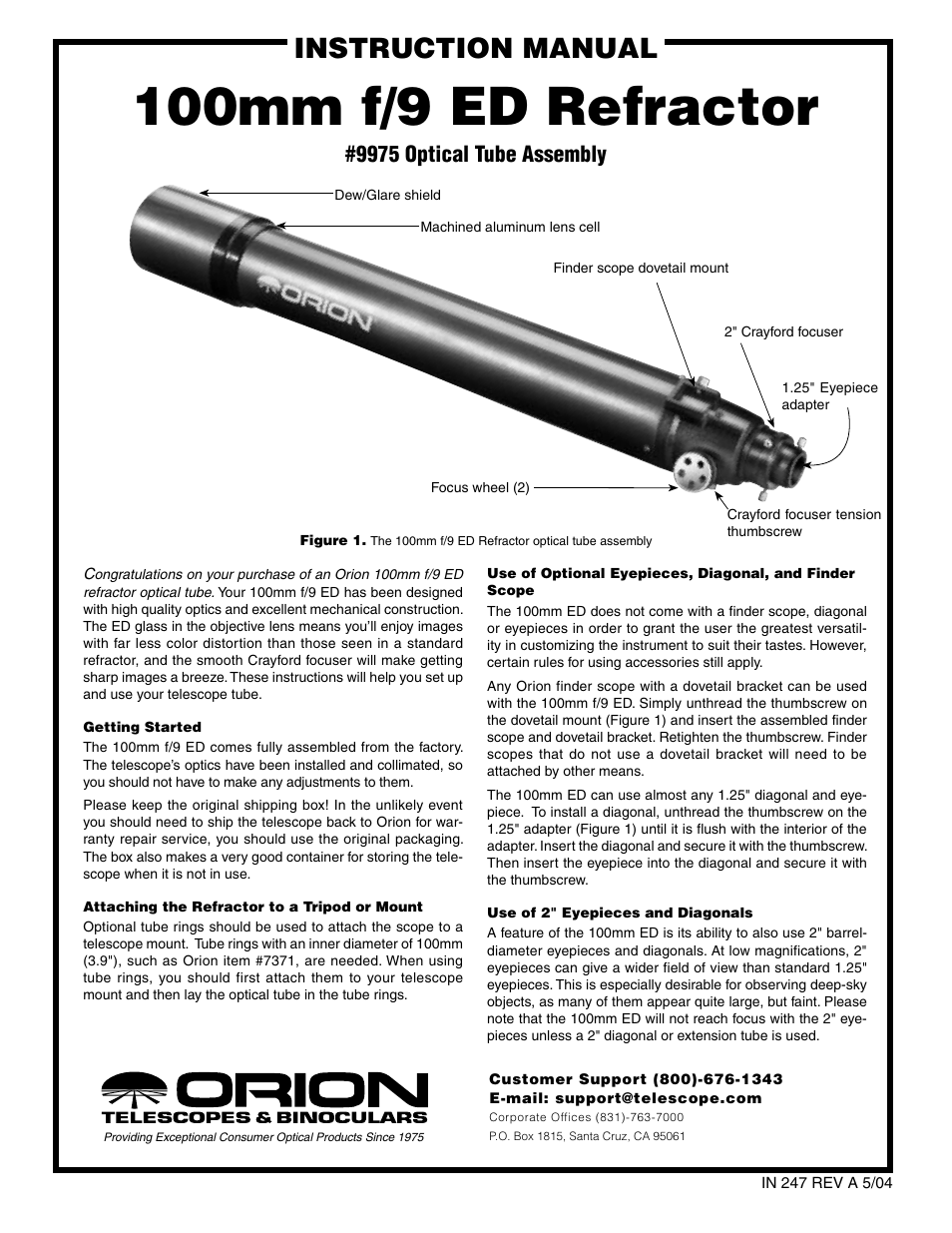 Orion Hunting Equipment User Manual | 4 pages