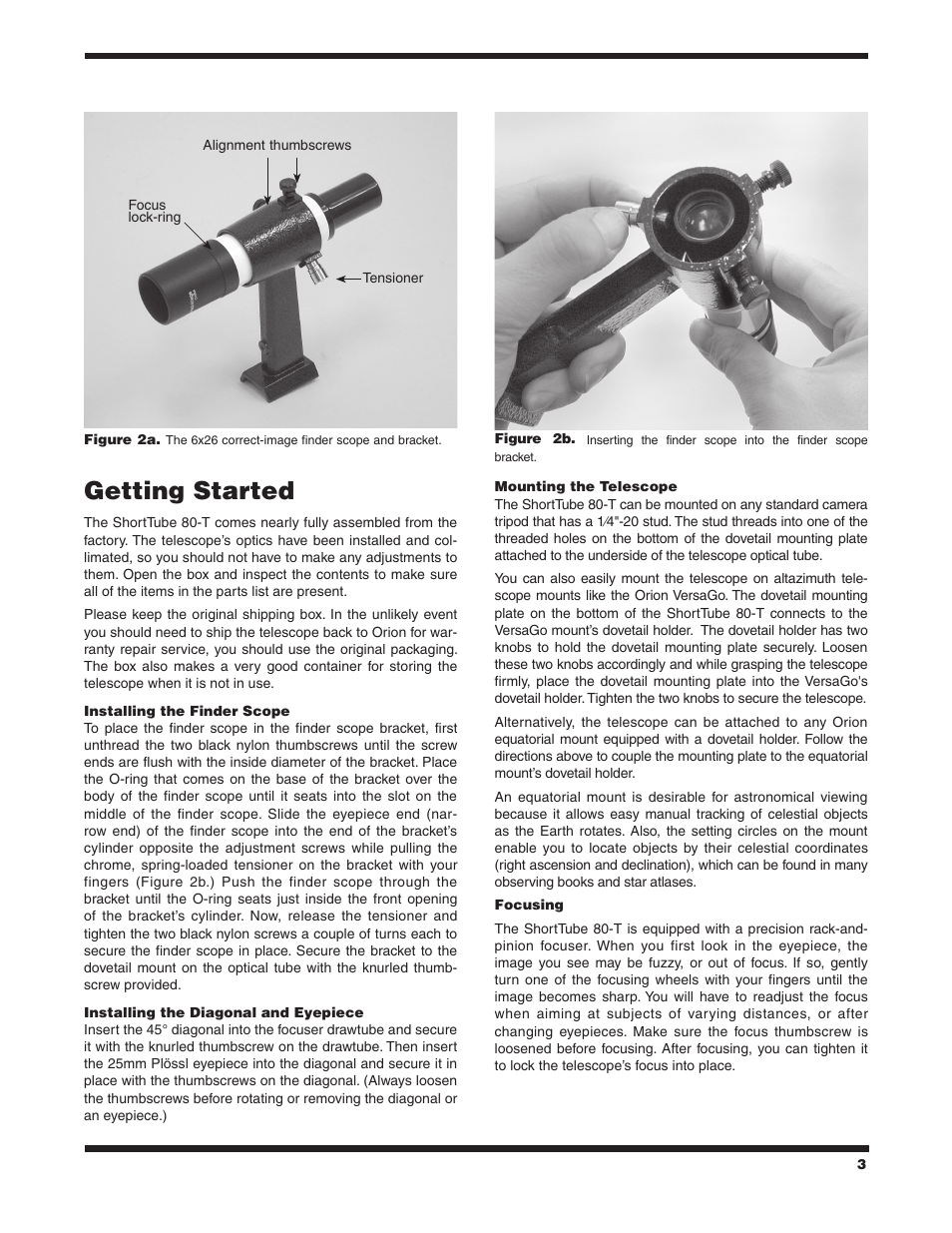 Getting started | Orion SHORTTUBE 80-T User Manual | Page 3 / 8