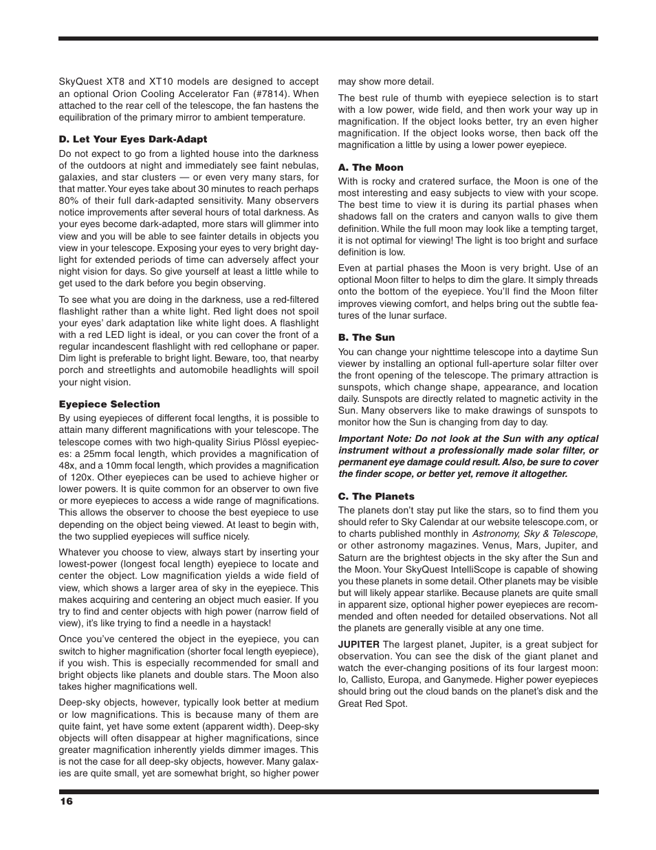 Orion SKYQUEST XT10 User Manual | Page 16 / 20