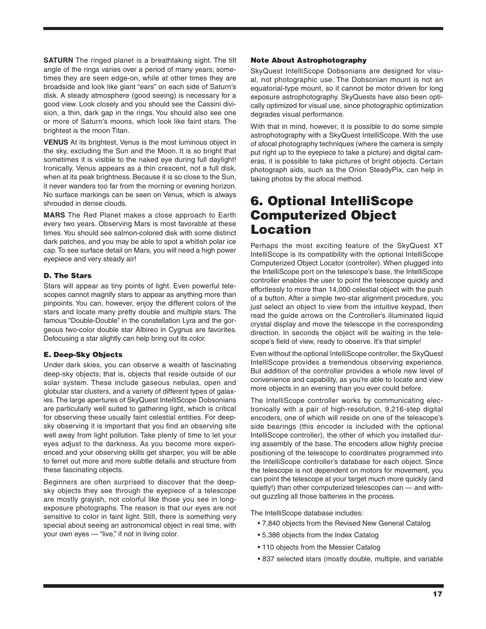 Optional intelliscope computerized object location | Orion SKYQUEST XT10 User Manual | Page 17 / 20