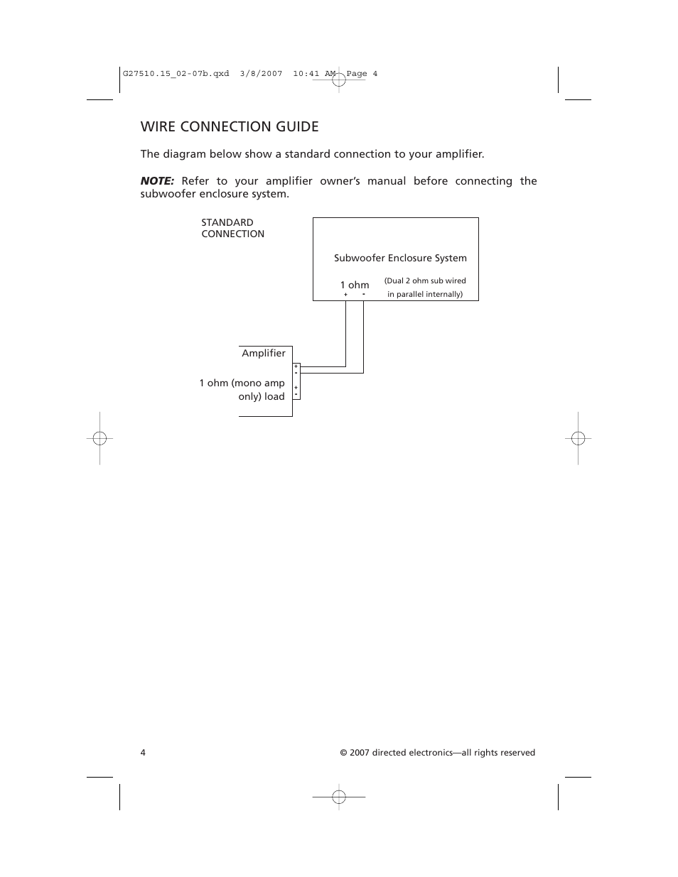 Wire connection guide | Orion BP-HP10D2 User Manual | Page 4 / 6