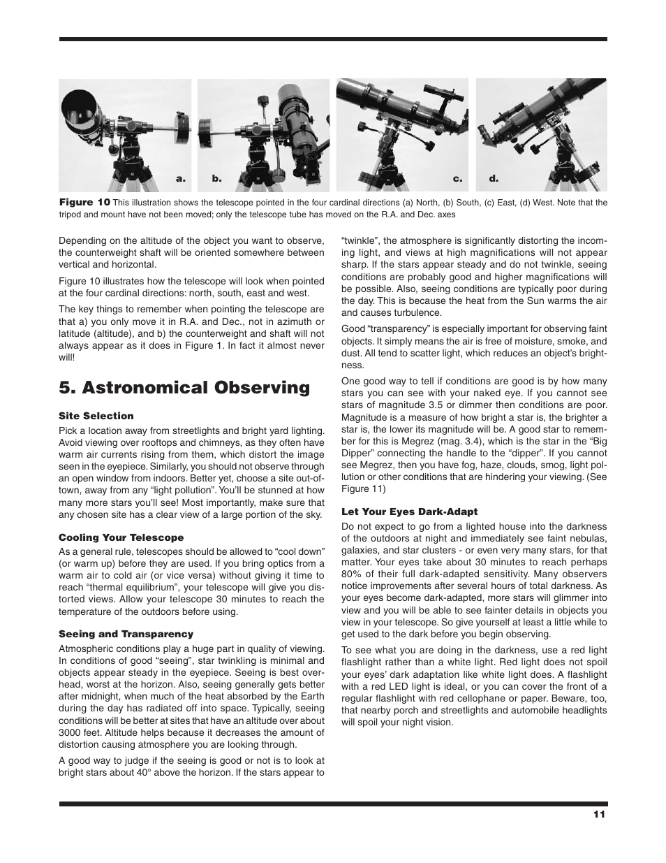 Astronomical observing | Orion ASTROVIEW 9862 User Manual | Page 11 / 16