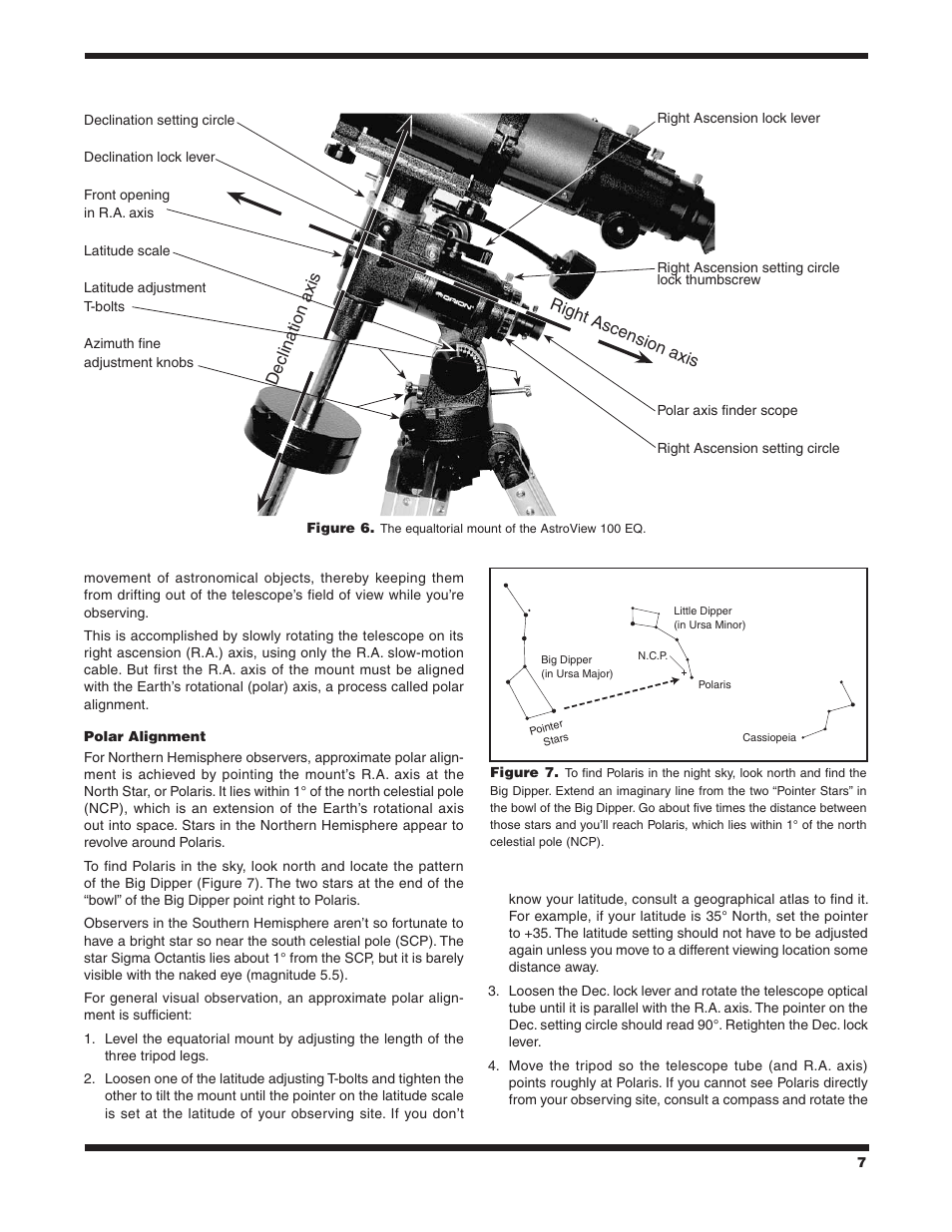 Right ascension axis declination axis | Orion ASTROVIEW 9862 User Manual | Page 7 / 16