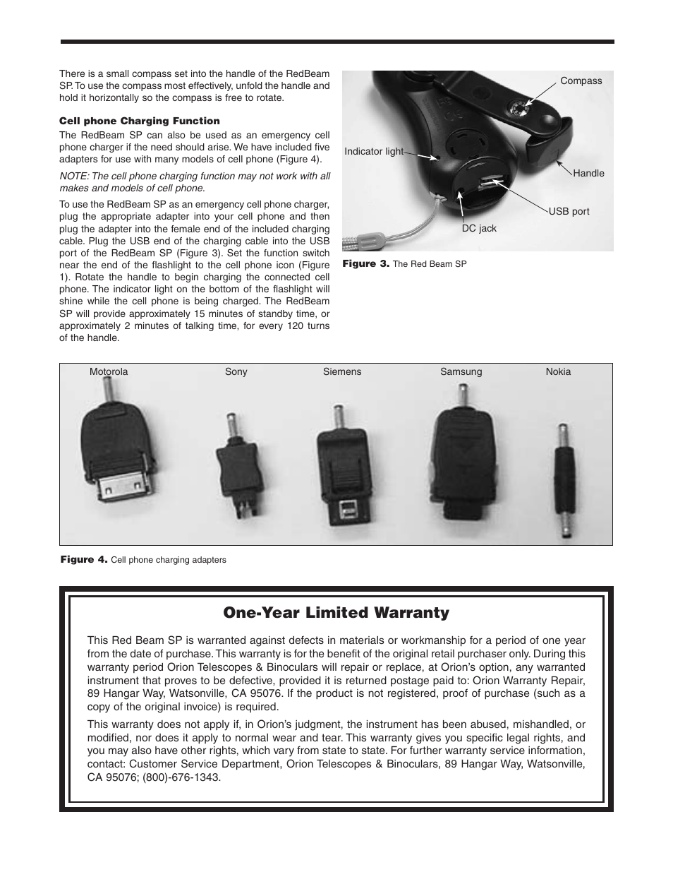 One-year limited warranty | Orion REDBEAM #5762 User Manual | Page 2 / 2