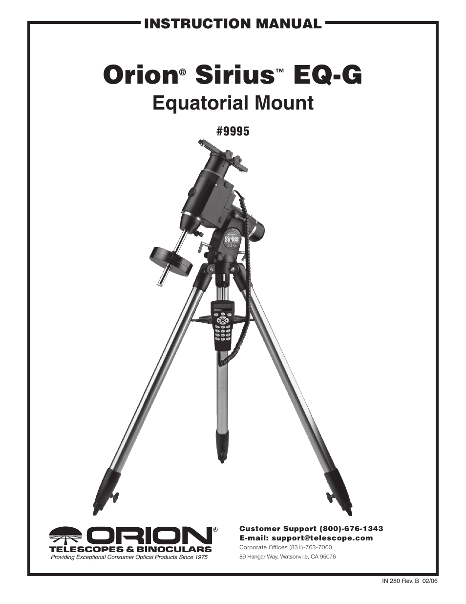 Orion SIRIUS 9995 User Manual | 28 pages