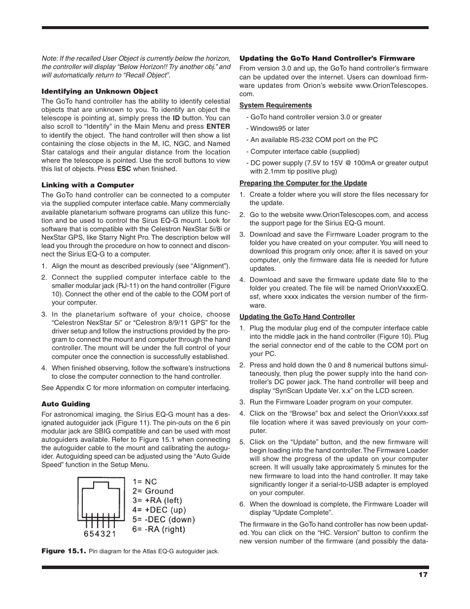 Orion SIRIUS 9995 User Manual | Page 17 / 28