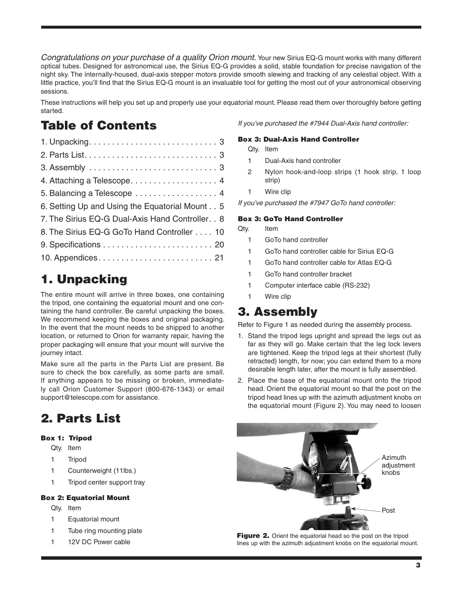 Orion SIRIUS 9995 User Manual | Page 3 / 28