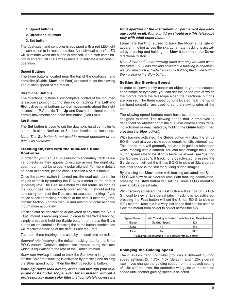 Orion SIRIUS 9995 User Manual | Page 9 / 28