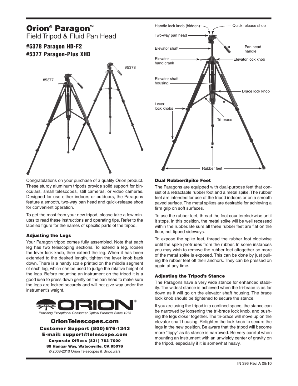 Orion PARAGON 5377 User Manual | 2 pages