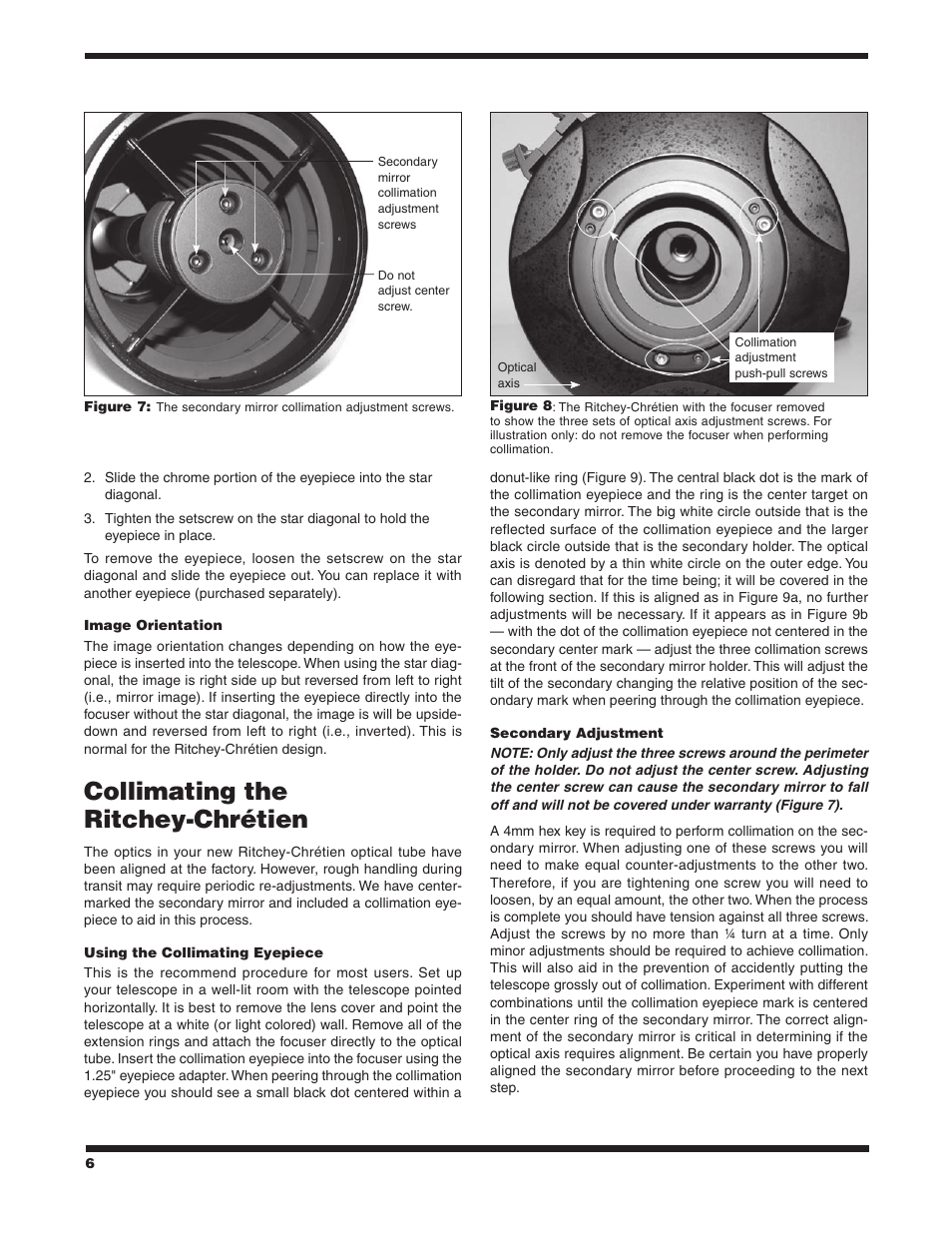 Collimating the ritchey-chrétien | Orion 8956 User Manual | Page 6 / 9