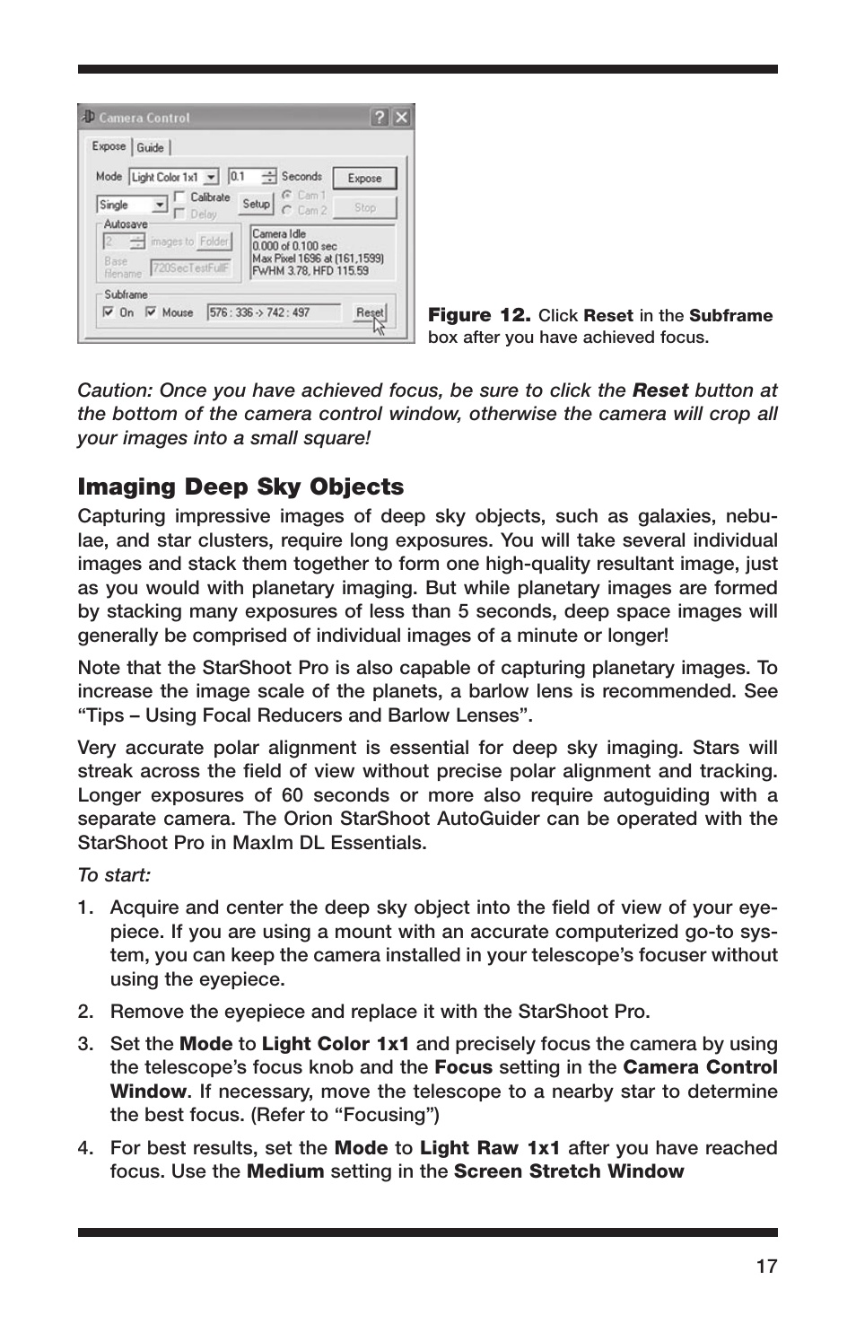 Imaging deep sky objects | Orion 52084 User Manual | Page 17 / 56