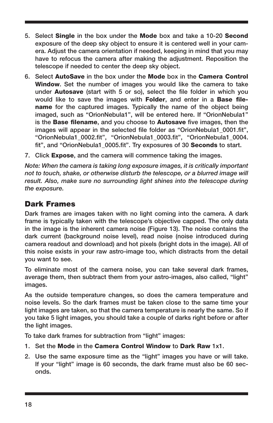 Dark frames | Orion 52084 User Manual | Page 18 / 56