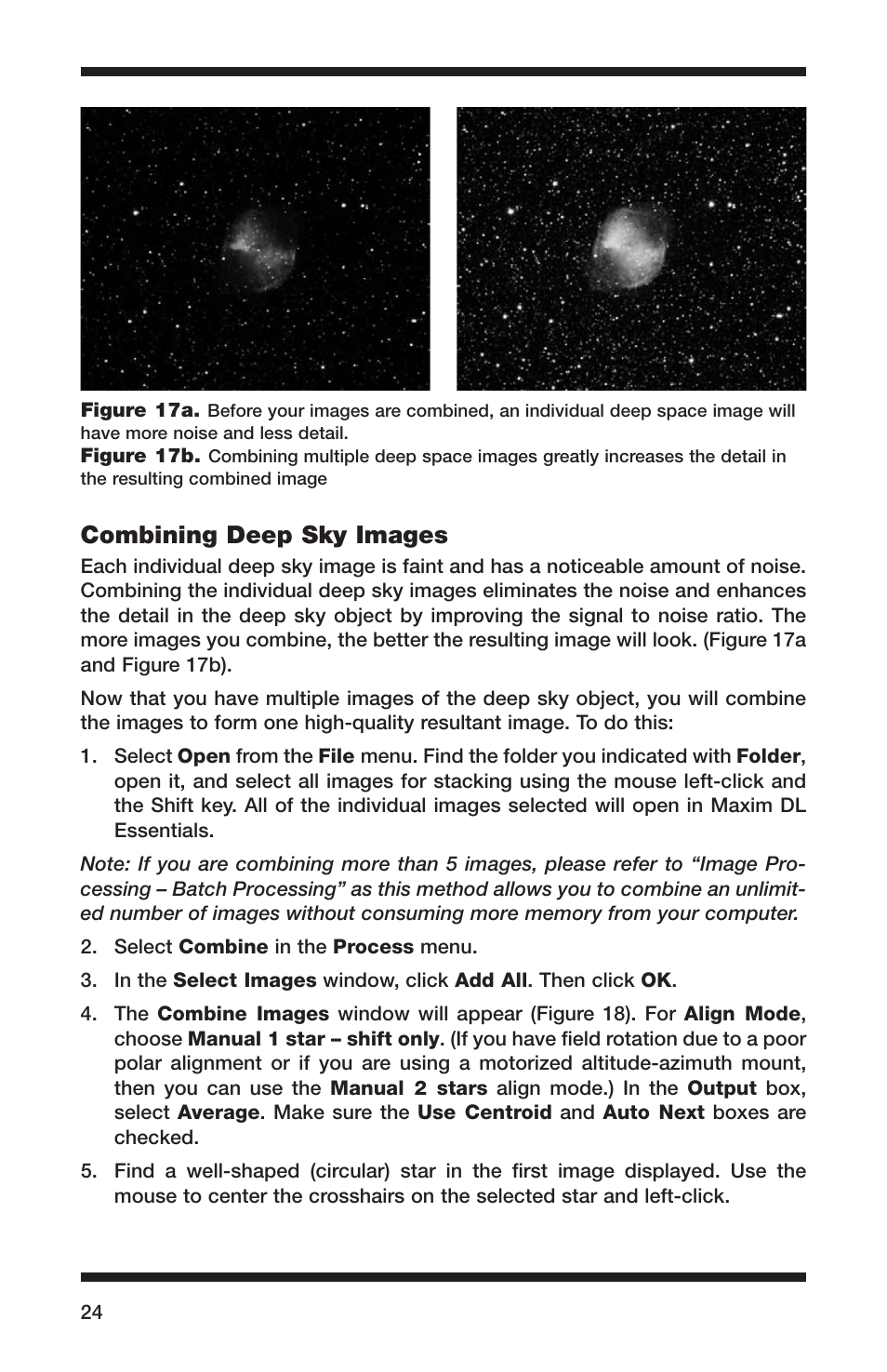 Combining deep sky images | Orion 52084 User Manual | Page 24 / 56