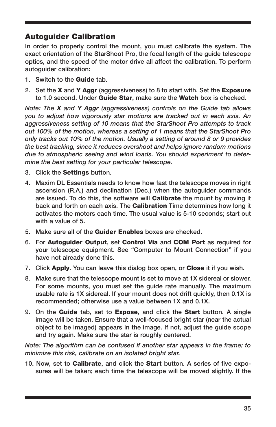 Autoguider calibration | Orion 52084 User Manual | Page 35 / 56