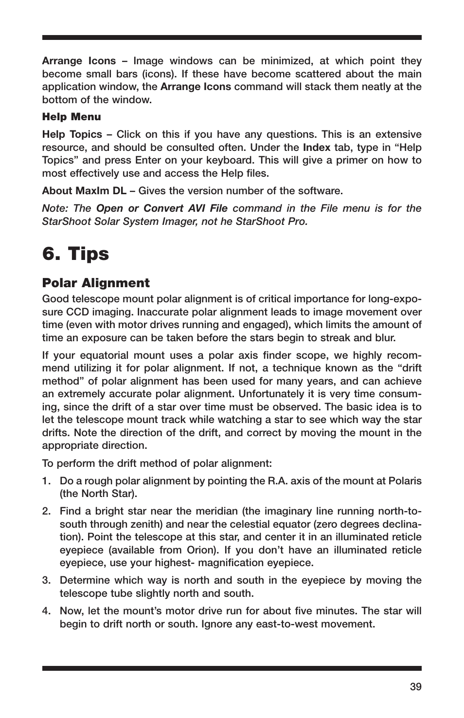 Tips | Orion 52084 User Manual | Page 39 / 56