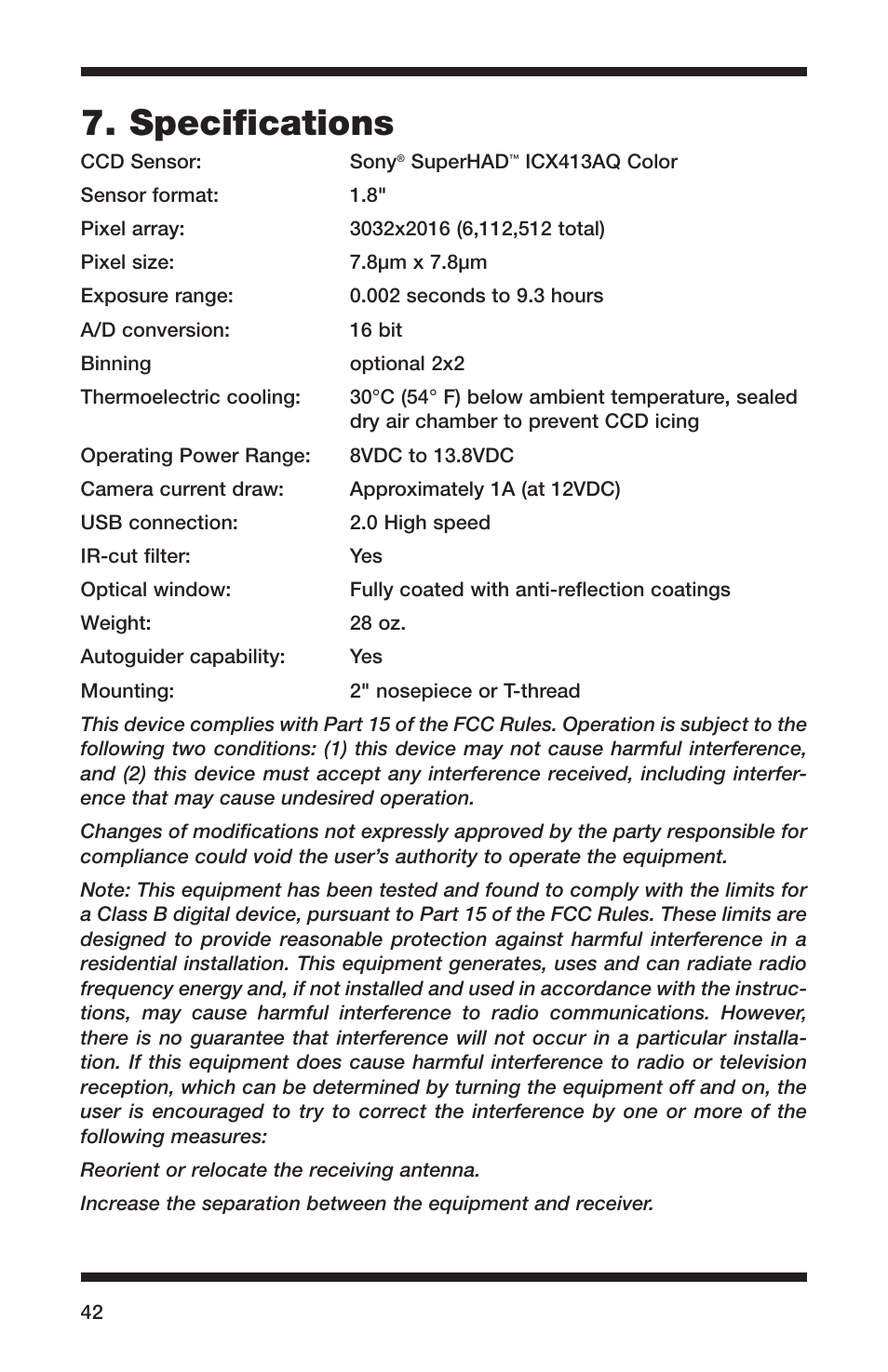 Specifications | Orion 52084 User Manual | Page 42 / 56