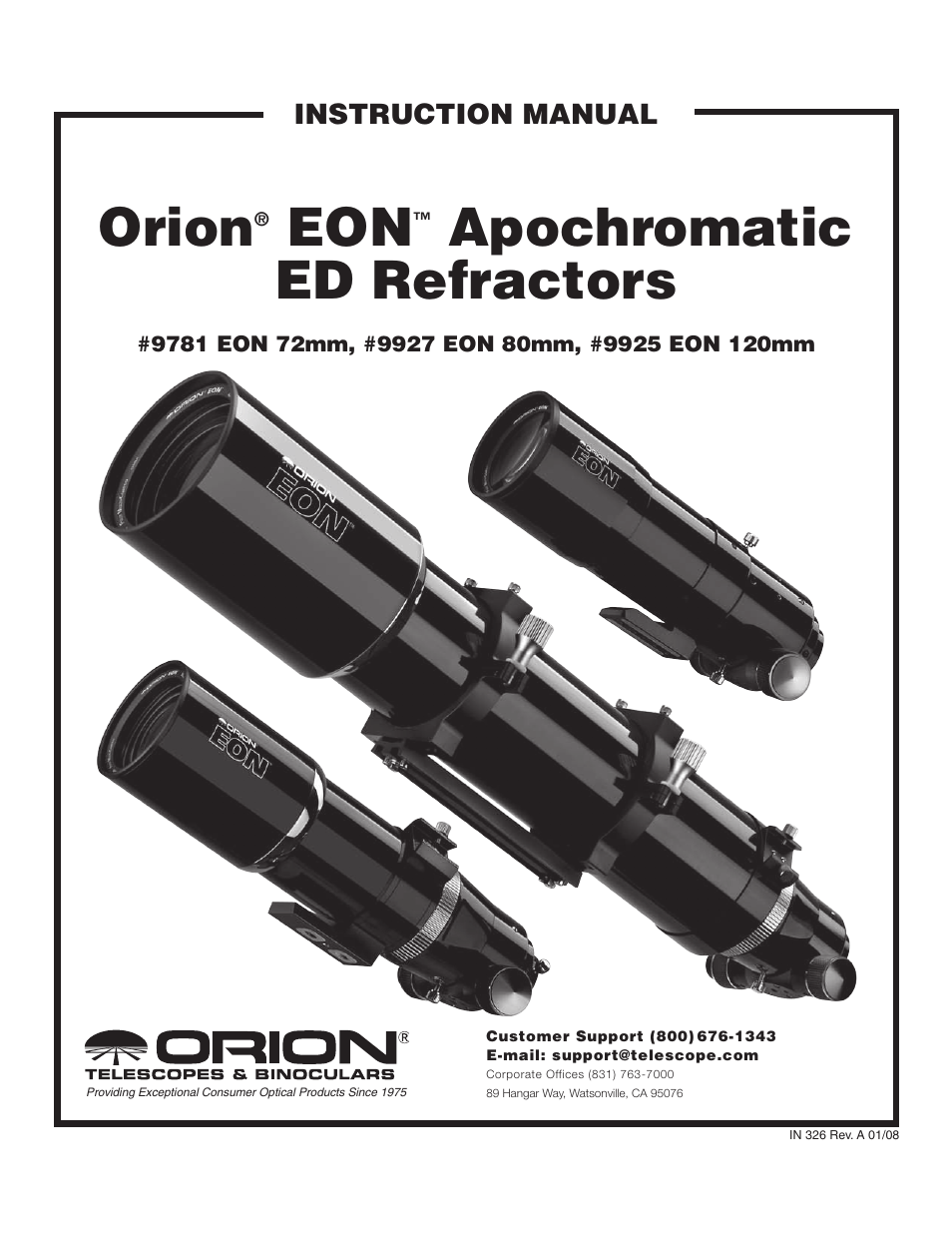 Orion #9781 EON 72MM User Manual | 8 pages