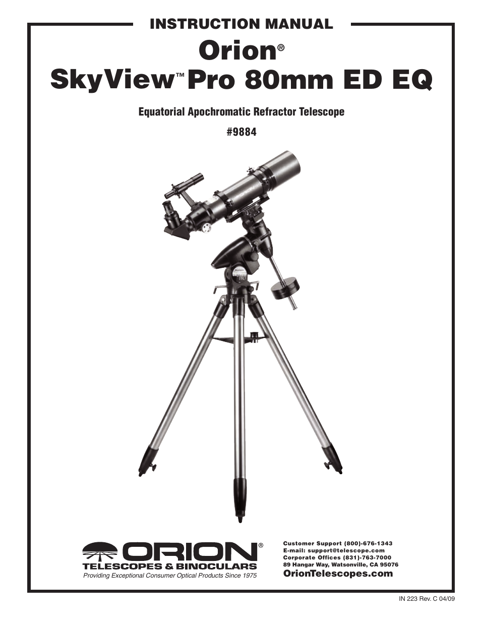 Orion SKYVIEW 9884 User Manual | 18 pages