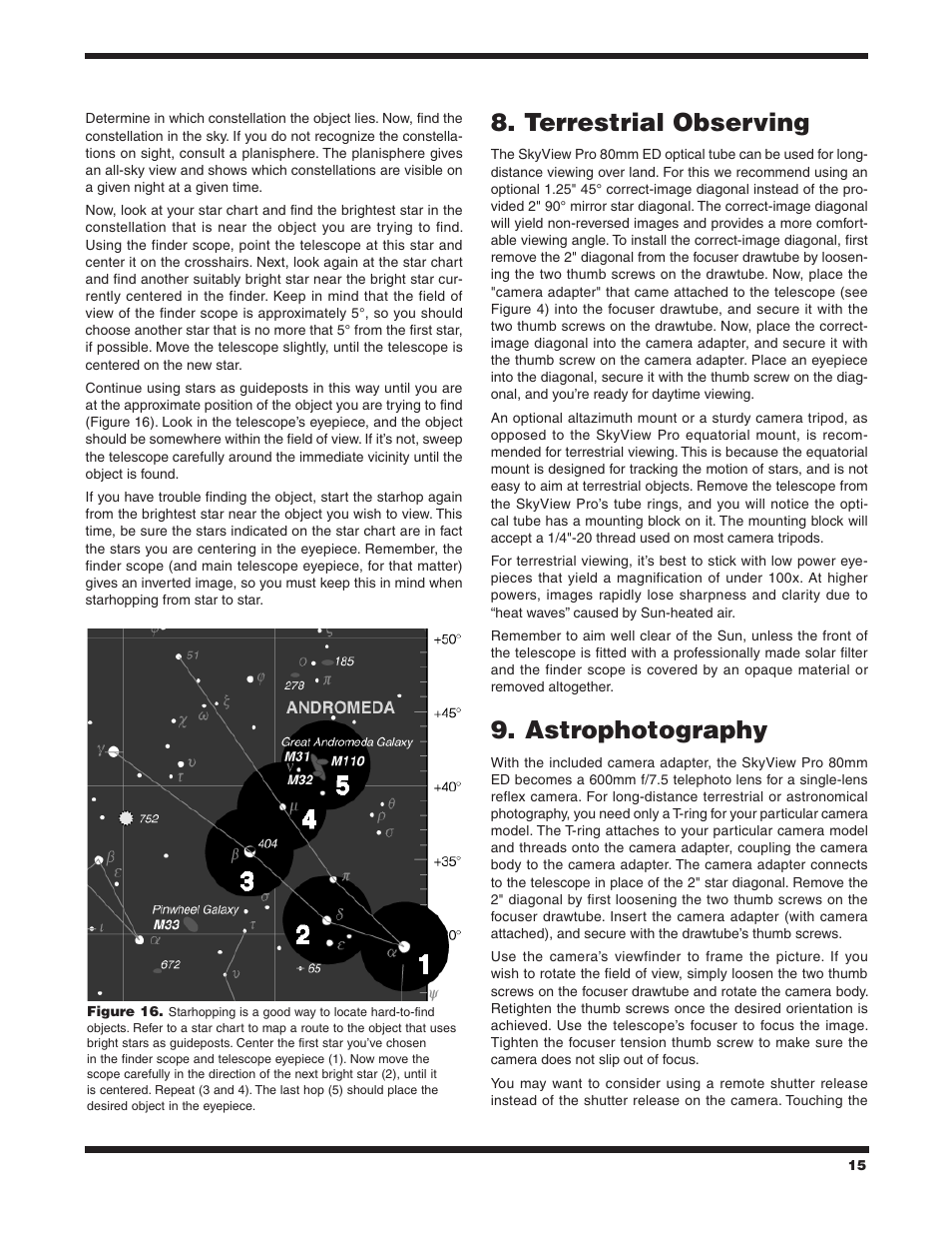 Terrestrial observing, Astrophotography | Orion SKYVIEW 9884 User Manual | Page 15 / 18