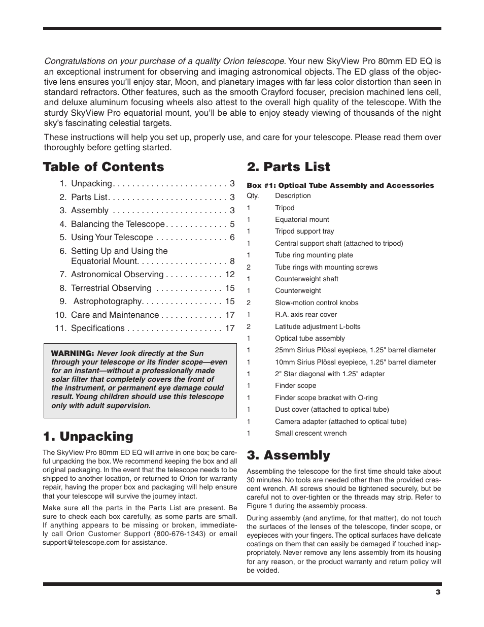 Orion SKYVIEW 9884 User Manual | Page 3 / 18