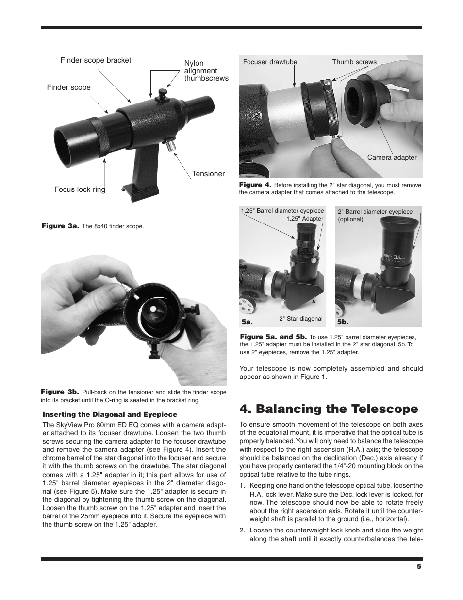 Balancing the telescope | Orion SKYVIEW 9884 User Manual | Page 5 / 18