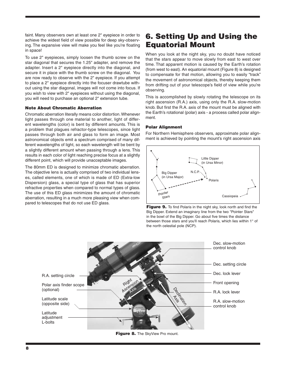 Setting up and using the equatorial mount | Orion SKYVIEW 9884 User Manual | Page 8 / 18