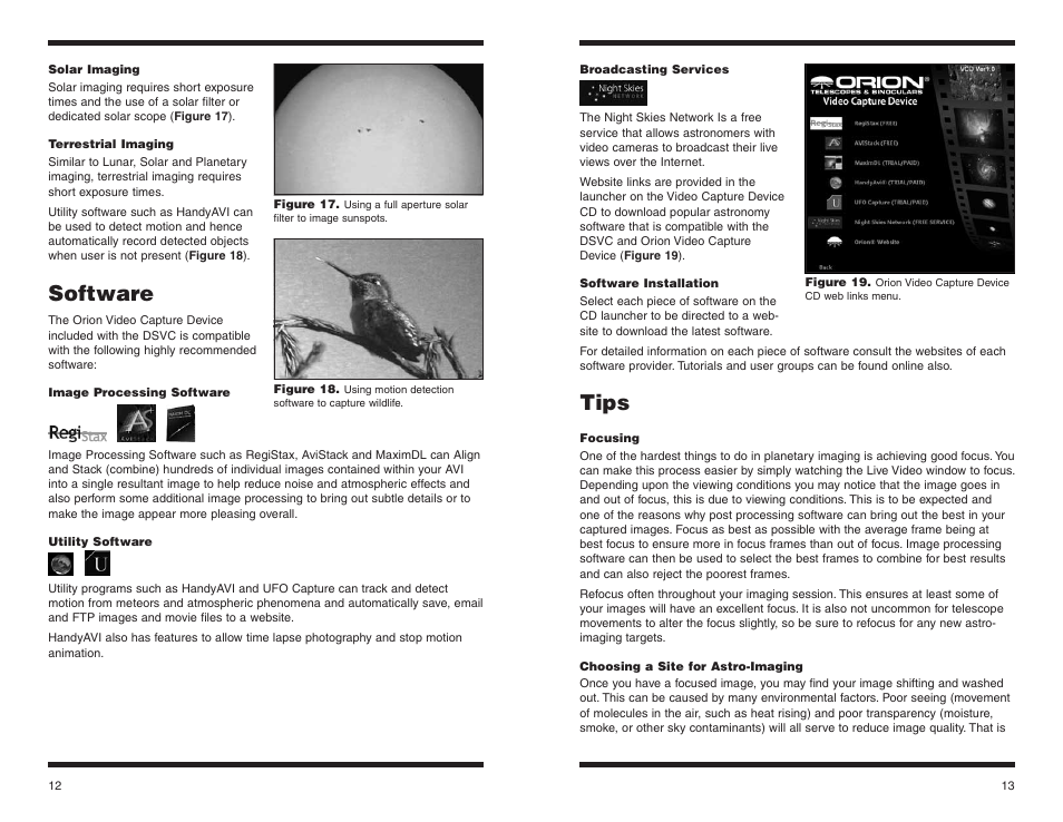 Tips, Software | Orion STARSHOOT 52186 User Manual | Page 7 / 9