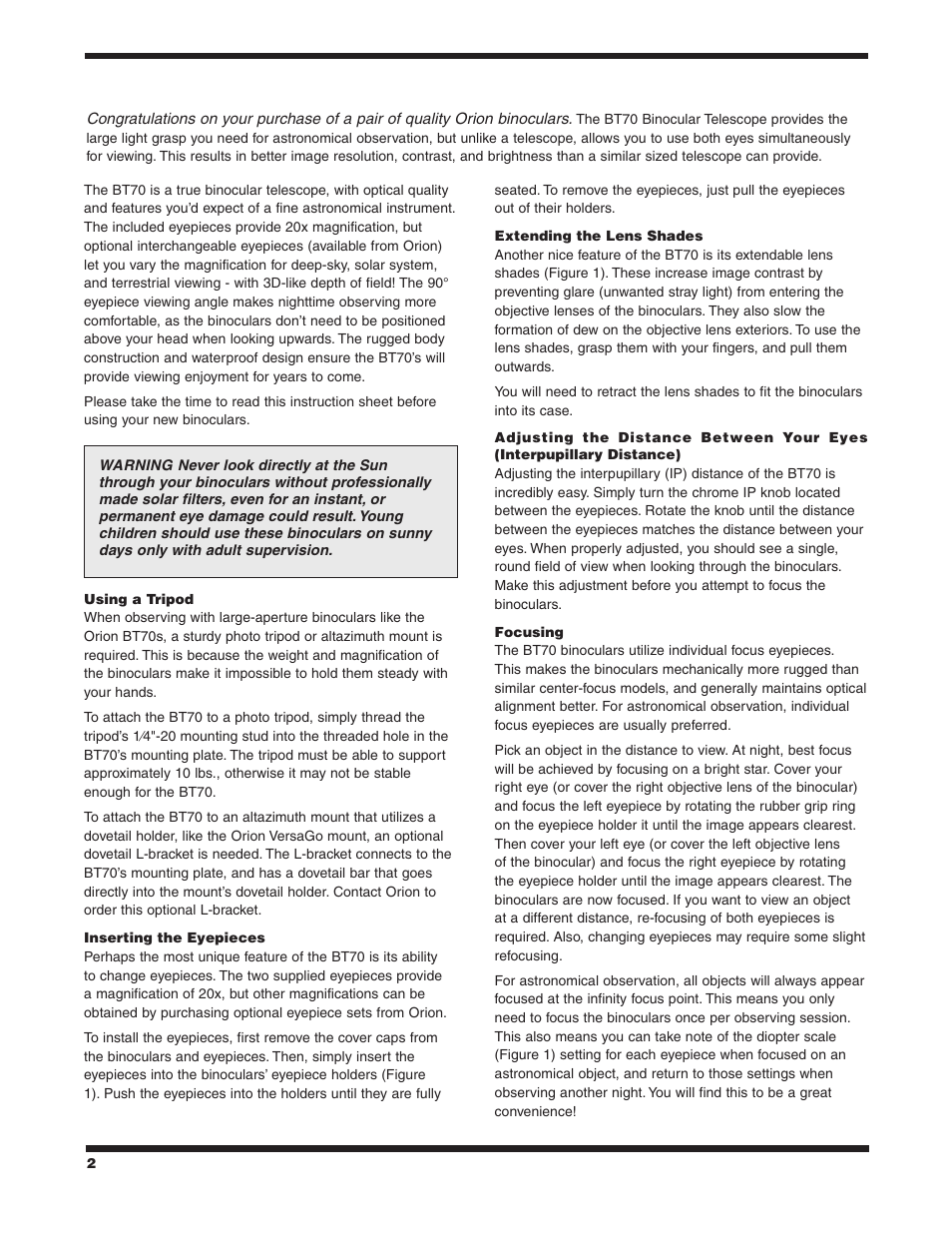 Orion BT70 User Manual | Page 2 / 4