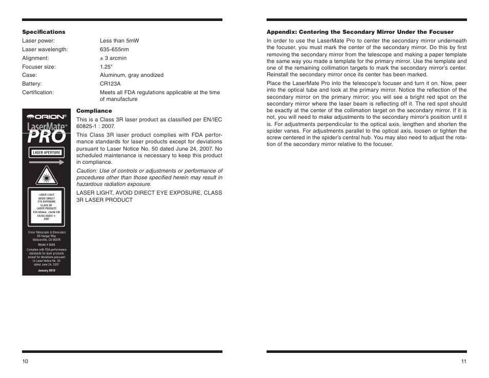 Orion LASERMATE 5684 User Manual | Page 6 / 7
