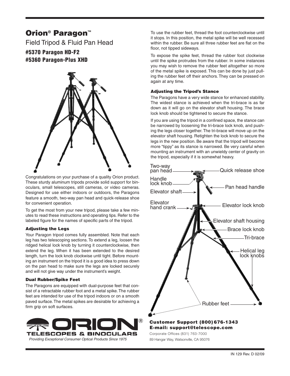 Orion PARAGON 5360 User Manual | 2 pages